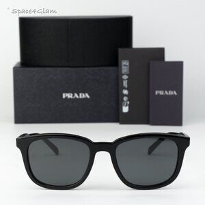 Prada Men Sunglasses Black Grey Square PRA21S 16K08Z NEW AUTHENTIC